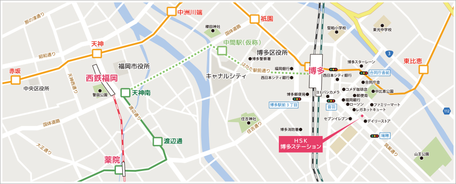 「HSK博多ステーション」周辺地図